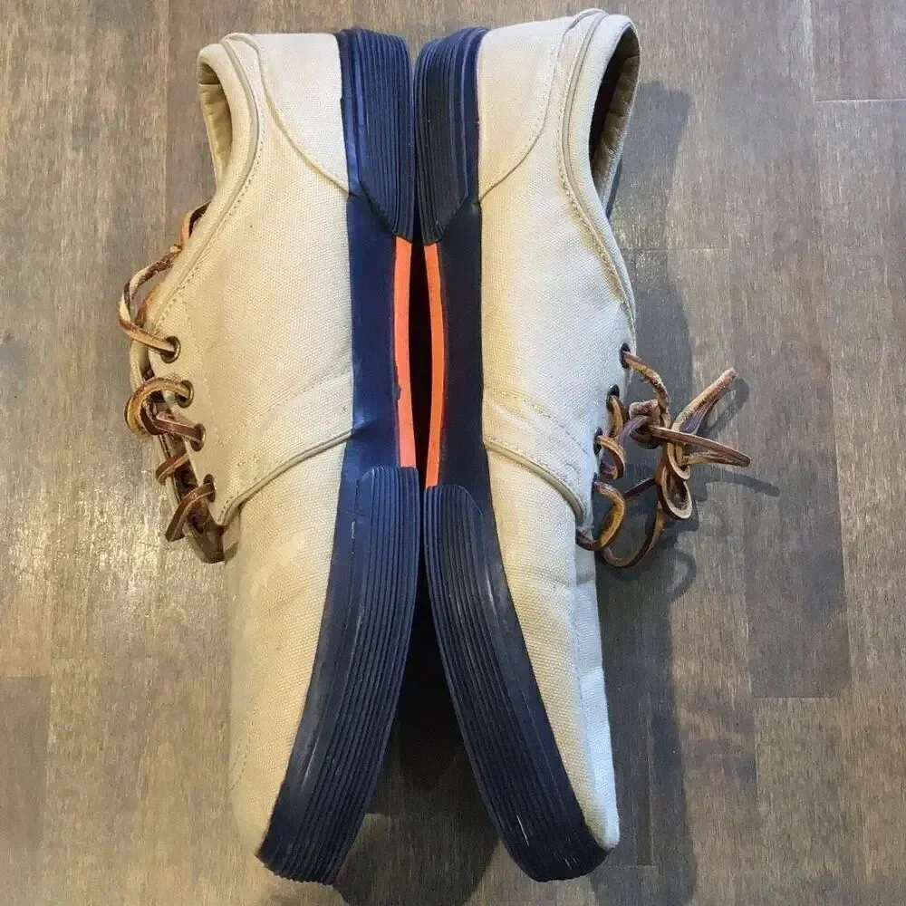 Ralph Lauren khaki Canvas and orange polo shoes size 14 D